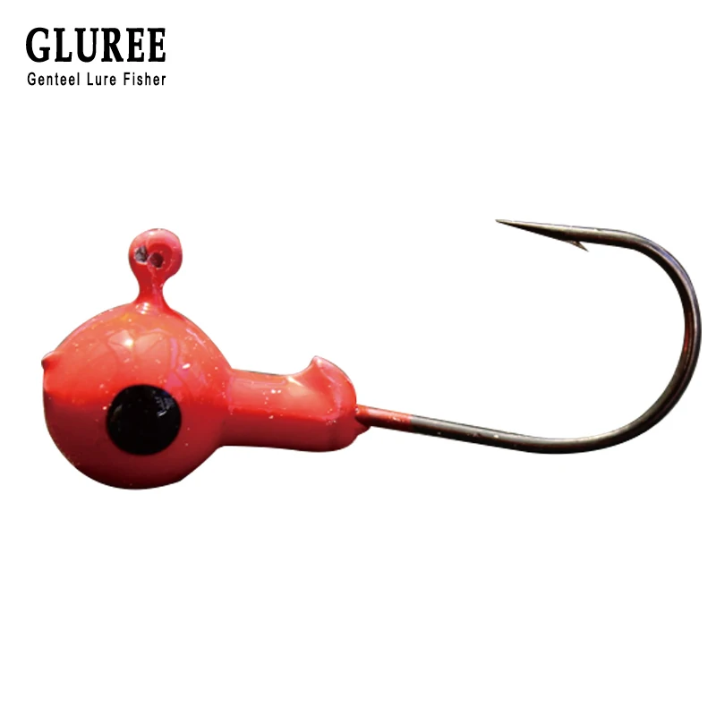 GLUREE 1Pcs 2.5g Lead Head Fishing Hook Barbed Hook Jig Bait for Soft