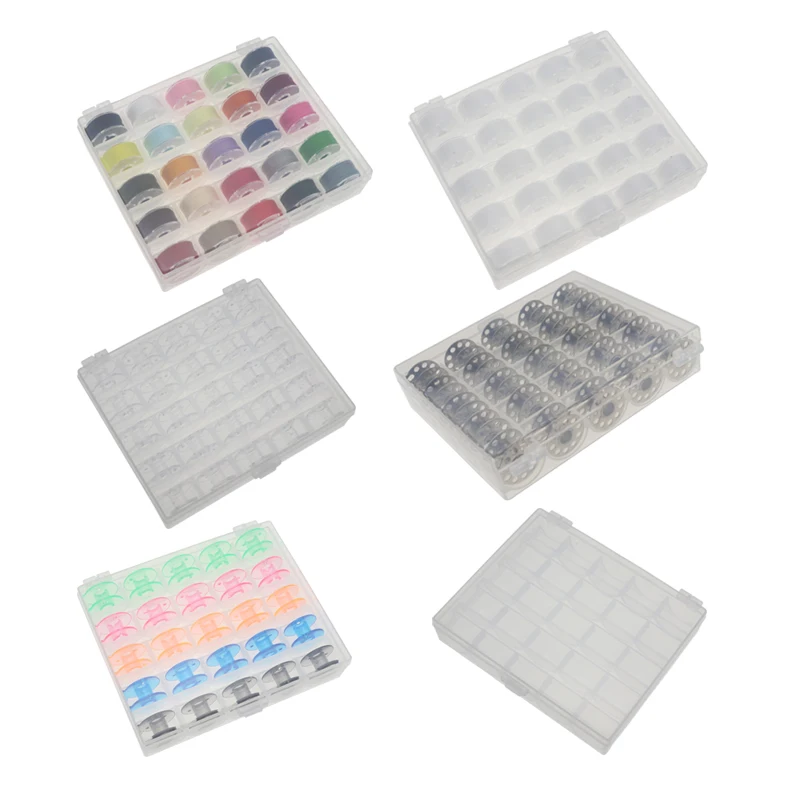 

Empty Box With 25 Bobbins Sewing Machine Plastic Spools for Home Handwork Accessories Sewing Tools