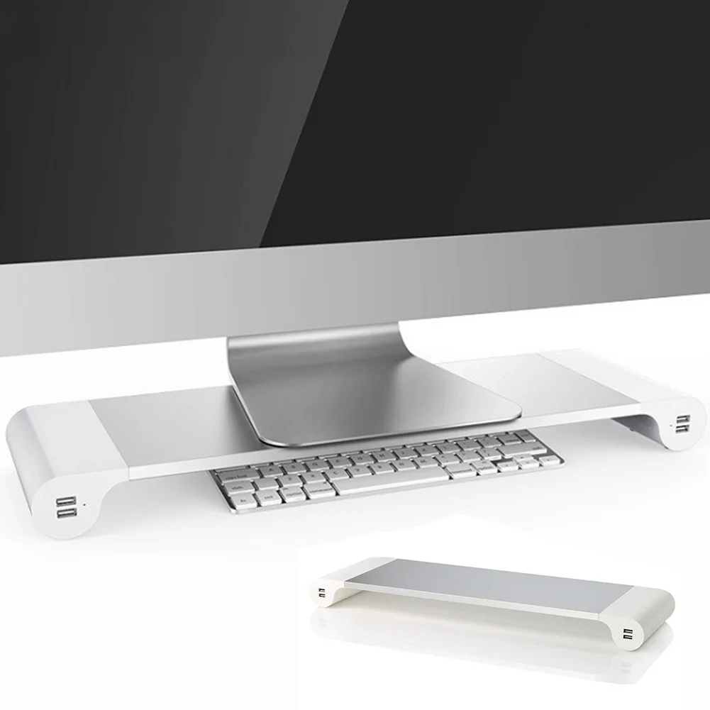 

Aluminum Alloy Holder Desktop With USB Charging Port Increased Holder Monitor Base Stand Non-Slip Computer Accessories