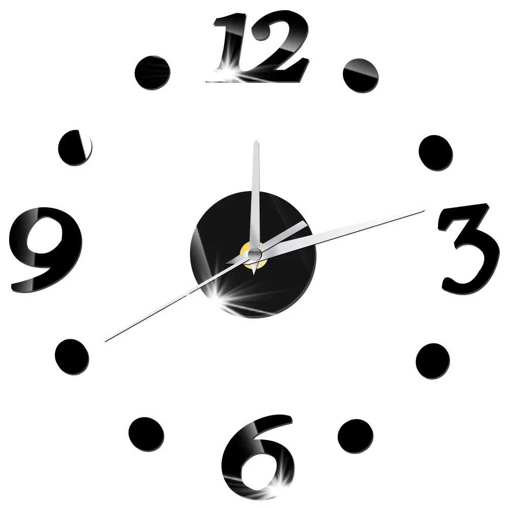 

Numbers Dots Acrylic Diy Quartz Non-ticking Silent Wall Clock Self Adhesive Interior Wall Creative Decoration Clock Trendy