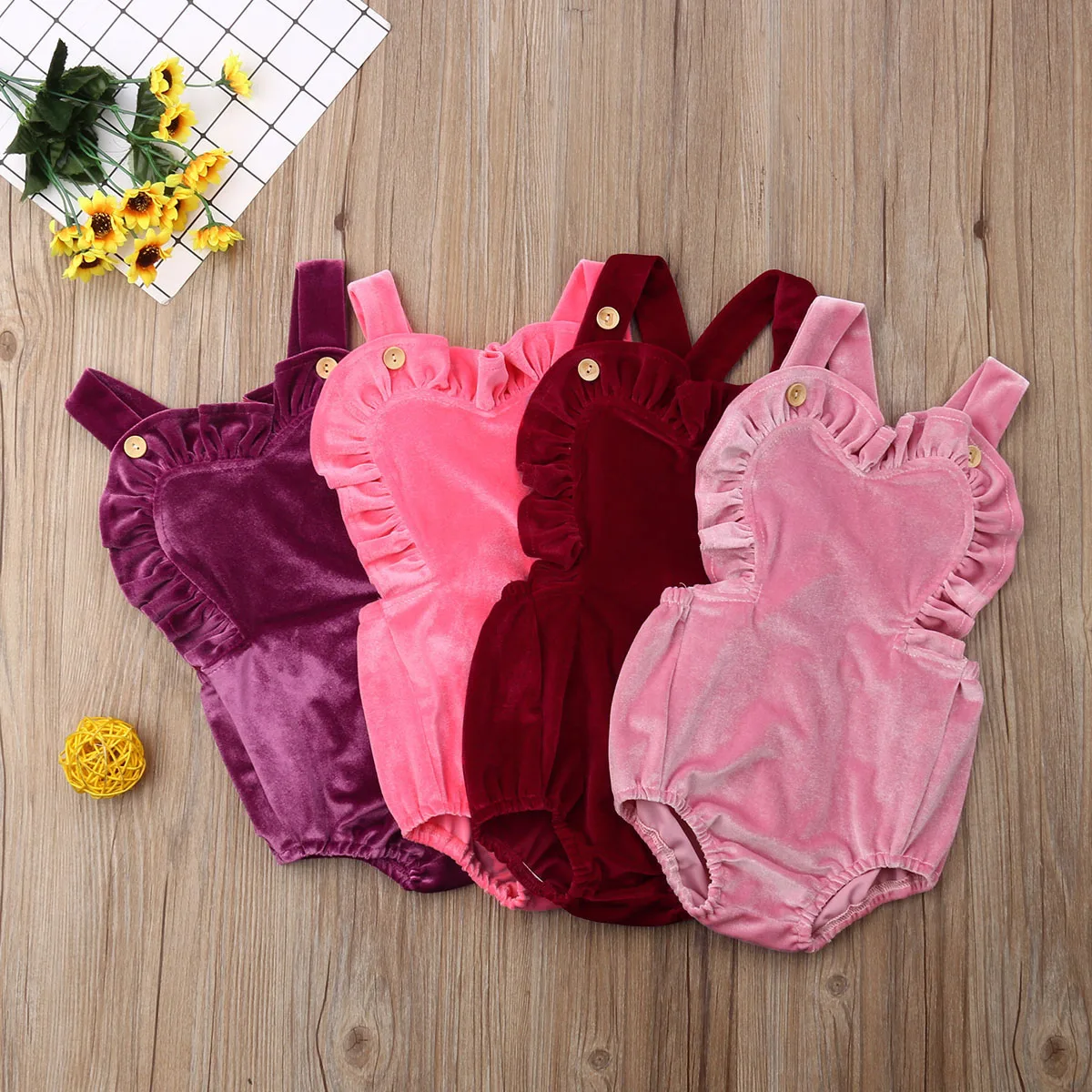 

Pudcoco 2019 Summer Solid Newborn Kids Baby Girls Valentine Ruffle Sunsuit Bodysuit Outfits Clothes Casual Summer