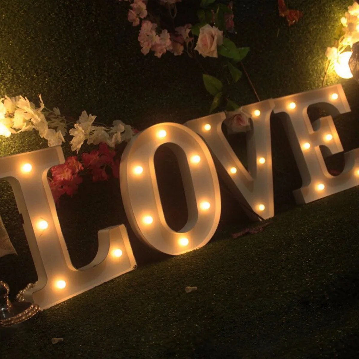 

LED Letter Light subtitles lamp home, birthday party, outdoor, bars, cafes decorated Metal Silver