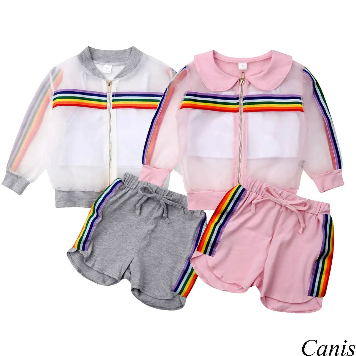 

2019 New Toddler Girl Clothes Set Summer See Through Coat Crop Top Shorts Baby Girls Long Sleeve Coat+Vest+Short Pants Outfits