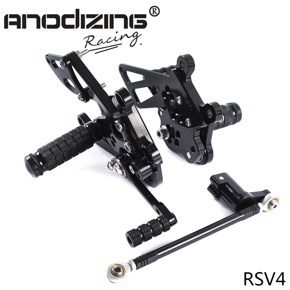 

Full CNC Aluminum Motorcycle Adjustable Rearsets Rear Sets Foot Pegs footrest For Aprilia RSV4 RSV 4 2009-2011