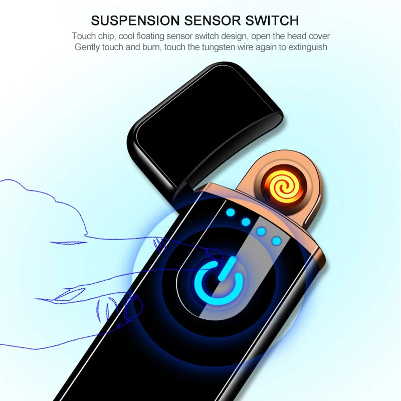 

Usb Charge Electronic Lighter Windproof Lighters Male Personality Metal Cigarette Lighter