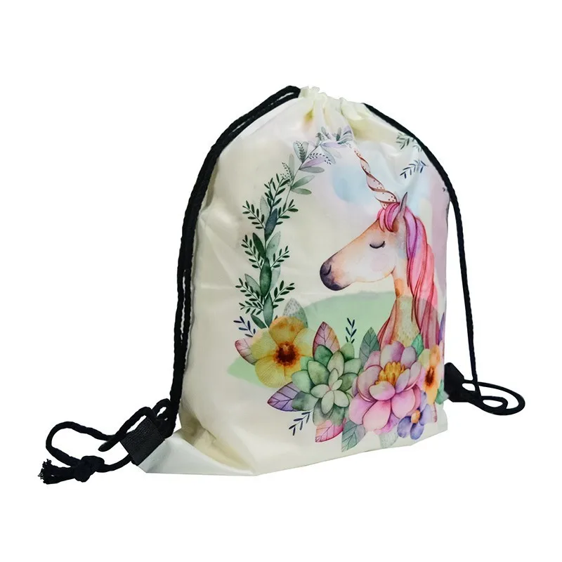 Cartoon Unicorn 150cm Round Beach Towel Wall Tapestry Picnic Blanket Portable Outdoor Sport Storage Bag Bundle Pocket Kids Gift