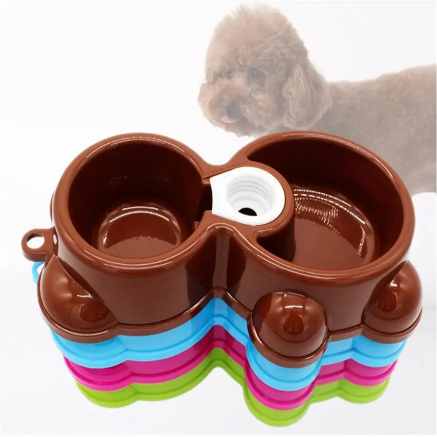 

1pcs Dual Port Dog Automatic Water Dispenser Feeder Utensils Bowl Cat Drinking Fountain Food Dish Pet Bowl 3 colors pet supplies