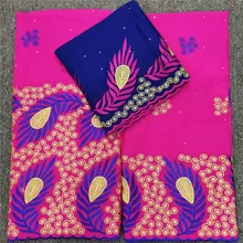 Хлопок двойной цвет огромный хвост Перья Узор с камнями 7 ярдов швейцарская вуаль кружева HLS72 отличное качество хлопок кружевная ткань