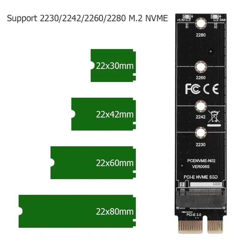 Карта адаптера NVME M.2-PCI-E3.0 1x высокоскоростной удлинитель M ключ NGFF конвертер карта Поддержка PCI-E 3,0 1X сигналов