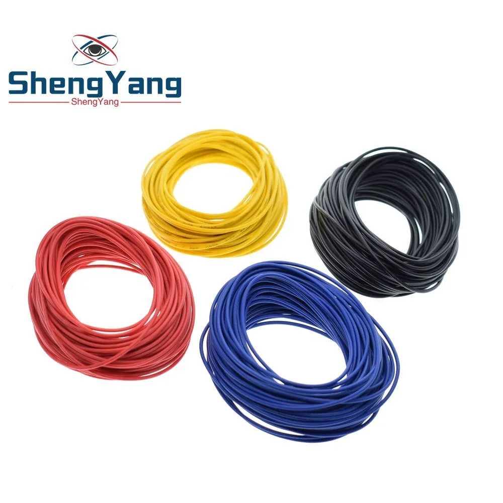 

ShengYang 10M UL-1007 24AWG Hook-up Wire 80C / 300V Cord DIY Electrical Wire cable Red/Black/Blue/Yellow