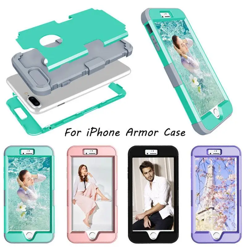 Luxury Shockproof Rugged Hard Phone Case For iPhone 7 Plus Hybrid PC+TPU Rubber Armor Back Cover 8 |