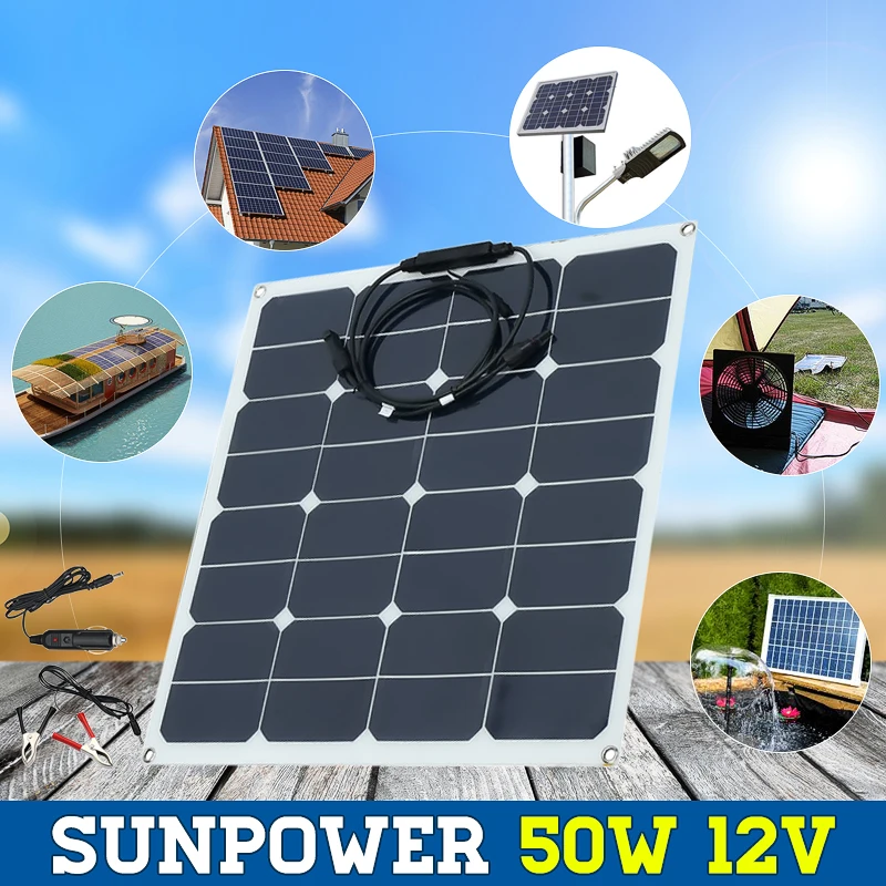 

2018 Newest 12V 50W Solar Panel Modules for Fishing Boat Car RV 12V Battery High Effectiveness 50W Solar Charger
