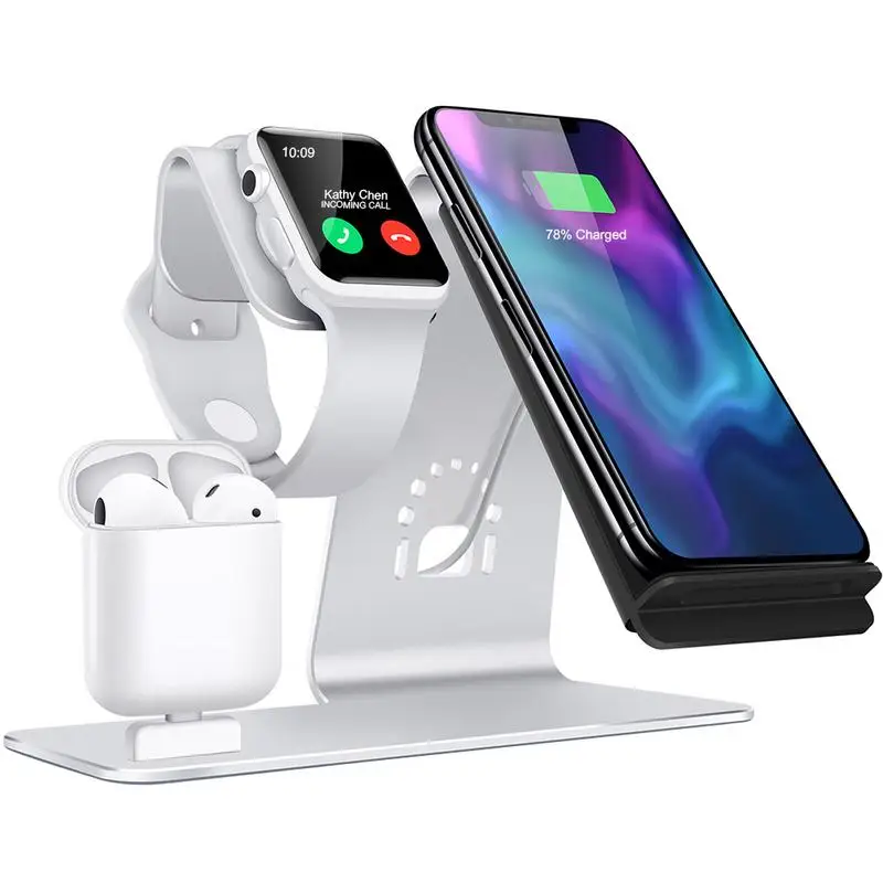 

3-In-1 Mobile Phone Holder Stand Wireless Charger Bracket Charging Base for iPhone Airpods Charging Support