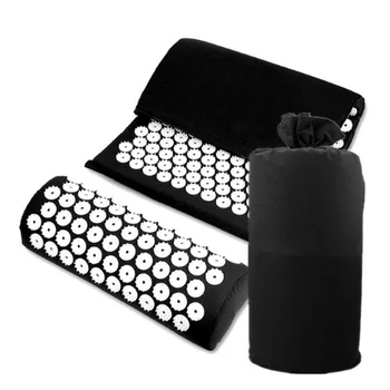 

Yoga Lotus Spike Acupressure Mat Pillow Set Acupressure Massage Cushion Mat Relieves Stress Pain Body Massager With Carry Bag