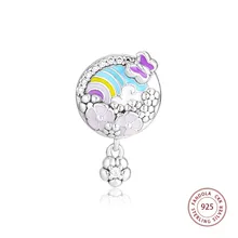 Стерлингового серебра 925 пробы цветок цвет история Шарм Бусины Подходит Pandora Браслеты Ожерелья Подвески Серебро 925 ювелирных изделий perle