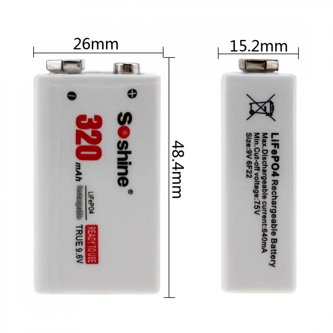 Soshine 2 предмета 9V 6F22 320 мА/ч LiFePO4 Перезаряжаемые Батарея + Портативный коробка|soshine