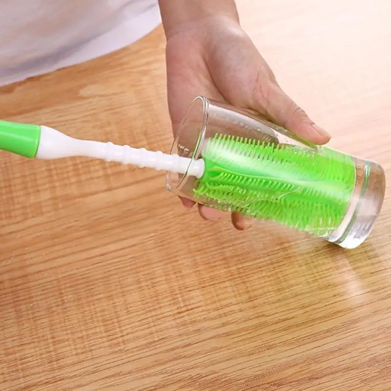 1pc Silicone Brush Cup Mug Cleaning Brushes Non Slip Handle Milk Bottle