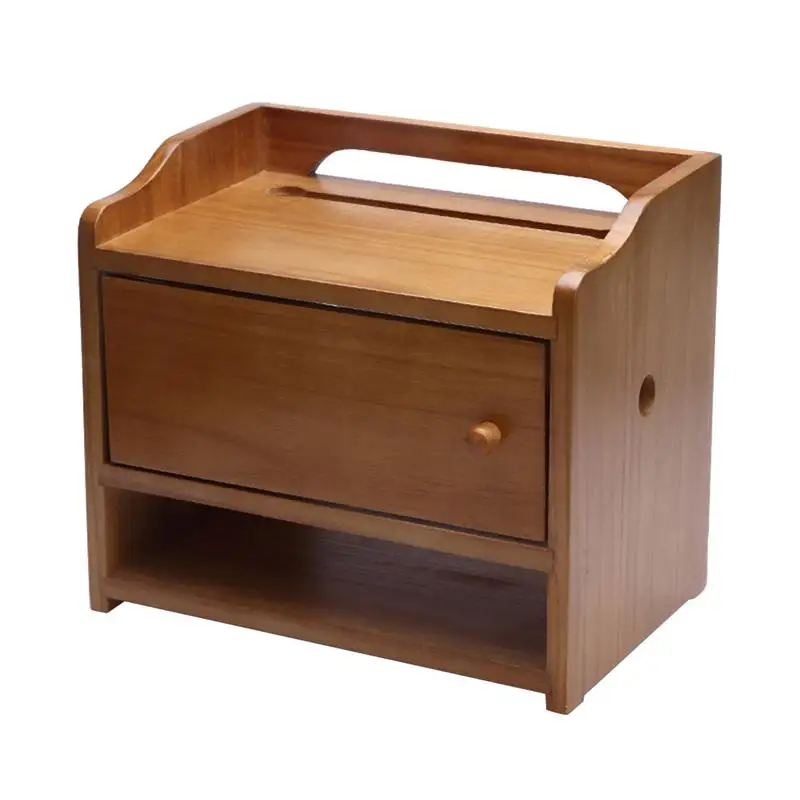 

Multifunction Router Storage Box Retro Wooden Socket Rack Wire Organizer Household Supplies (Walnut Color, Medium Size)