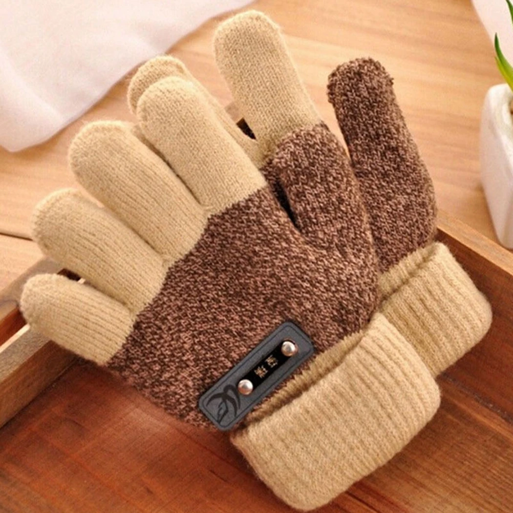 Kids Winter Boys Girls Gloves Cute Thick Warm Knitted Finger Gloves For