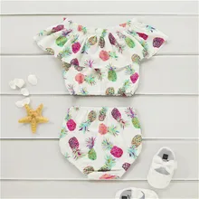 Модные Повседневные Тонкие Детские бикини для девочек с принтом купальные костюмы ананас купальный костюм Пляжная летняя одежда