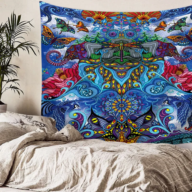 

Psychedelic Hippie Tapestry Wall Hanging Trippy Bohemian Mandala Indian Cloth Tapestries Bedroom Backdrop Headboard Decor Art