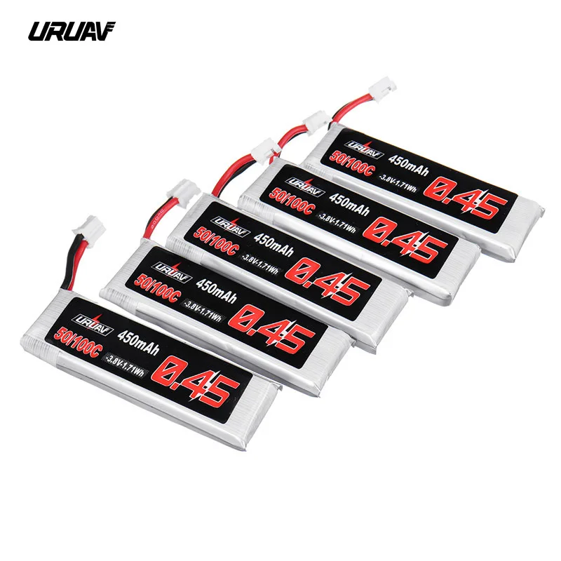 

5PCS URUAV 3.8V 450mAh 50/100C 1S HV 4.35V Lipo Battery PH2.0 Plug for Emax Tinyhawk Happymodel Snapper7 FPV Drone Quadcopter