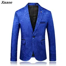 Solid Black Blue Mens Rose Printed Blazer Fashion Male Clothing Nightclub Party Stage Costumes For Singers Slim Fit Coat Xnxee