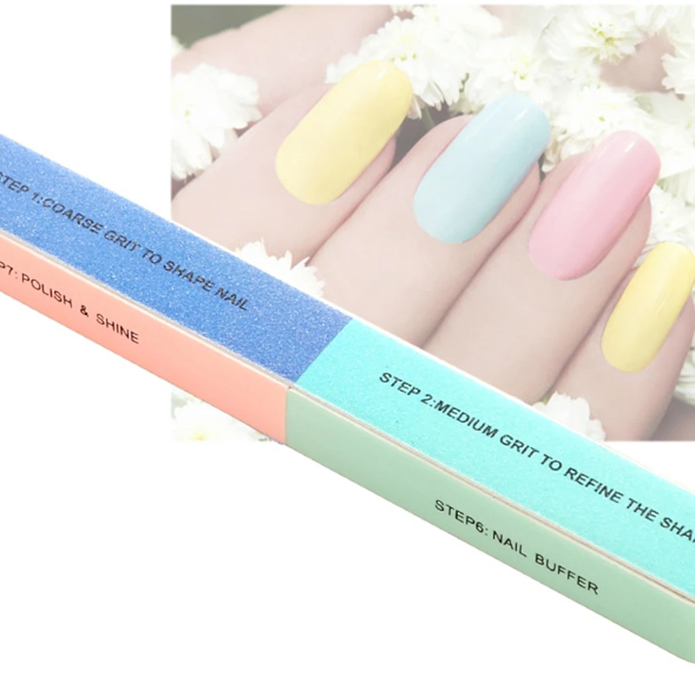 

1PCS/SET Six-sided Polishing Scrubs Nail File Tool Creative Printing Nail File Sanding Professional Grinding Armor Color Random