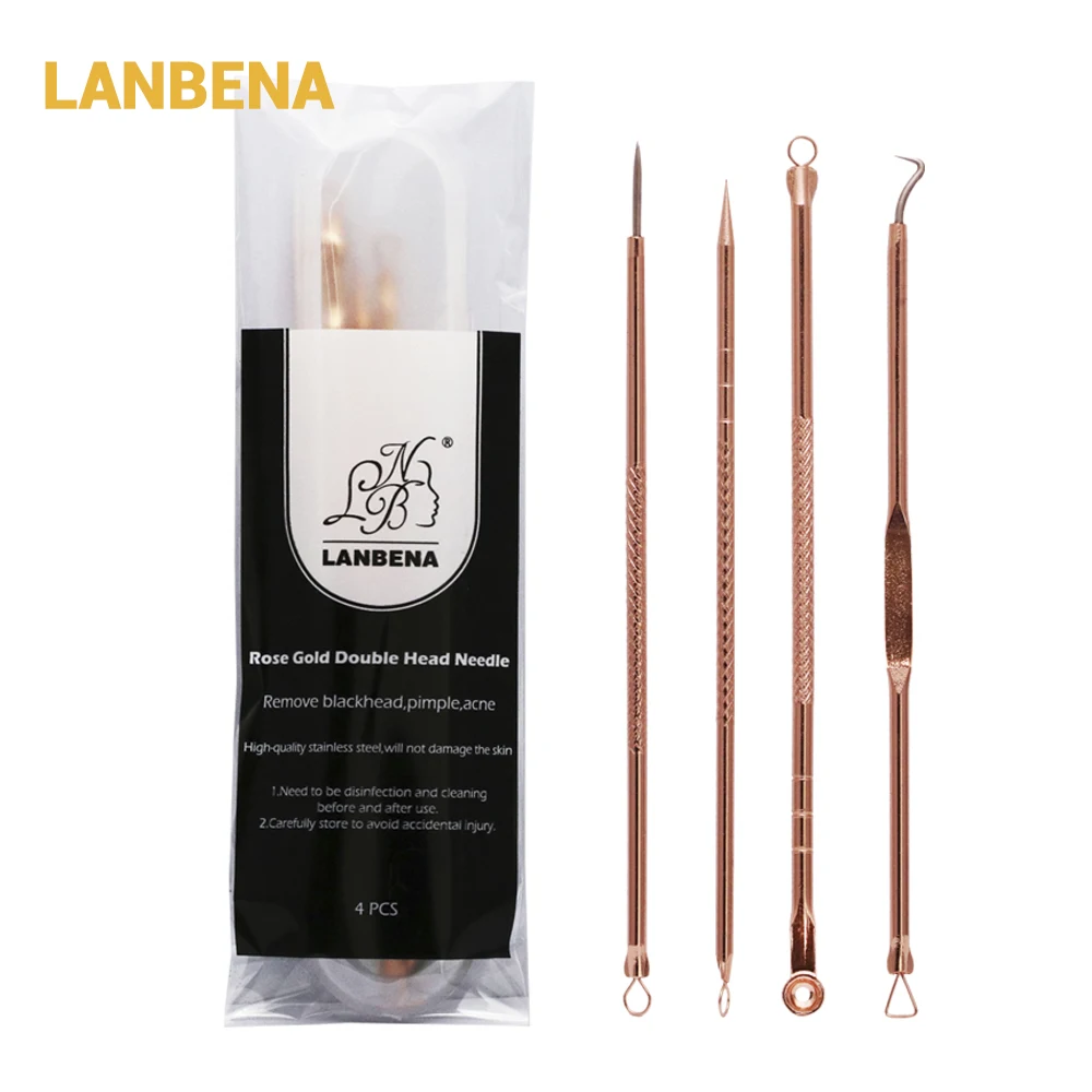 4pcs Rose Gold Acne Removal Needle Pimple Needle Blackhead Remover Acne Treatment Acne Needle Black Mask Acne Extractor Remover