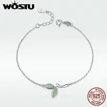 WOSTU дизайн 925 пробы Серебряный Geen Hope бутон звено цепи браслет для Серебряный браслет для женщин S925 серебряные ювелирные изделия подарок DXB112