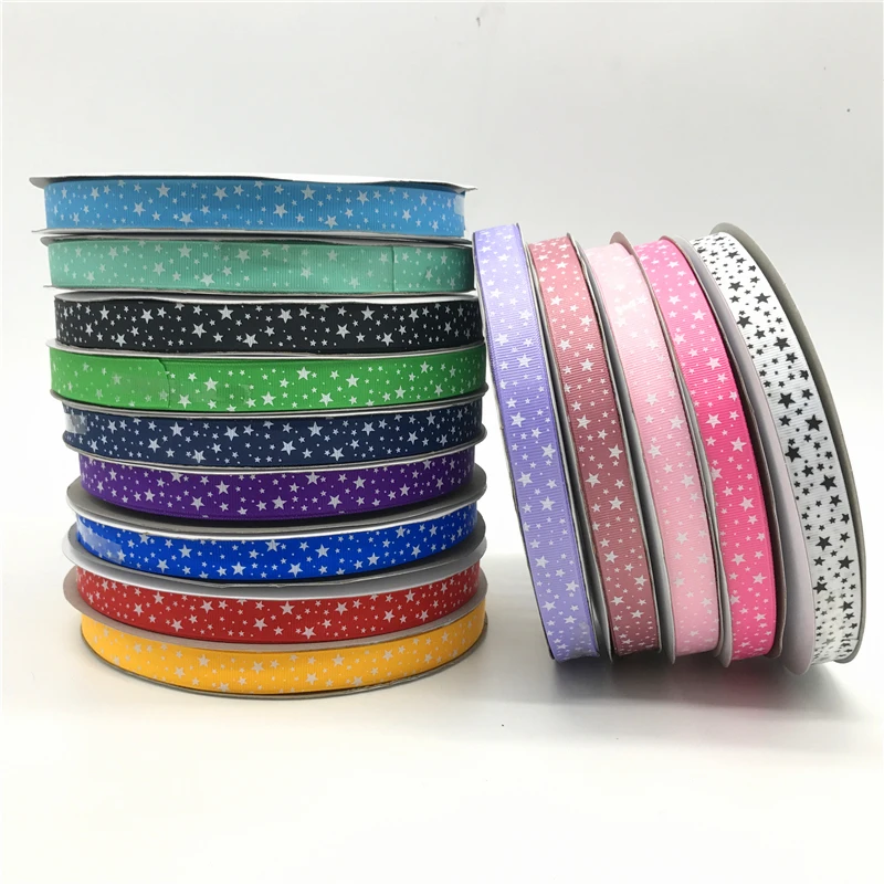

5 Yards/lot 5/8'' (15mm) Printing Star Grosgrain Ribbon Hair Bow Party Christmas Wedding Decoration DIY Sewing Craft