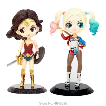 

Q Posket Suicide Squad Harley Quinn Wonder Woman PVC Action Figures Qposket Dolls Figurines Kids Toys for Children Cake Topper