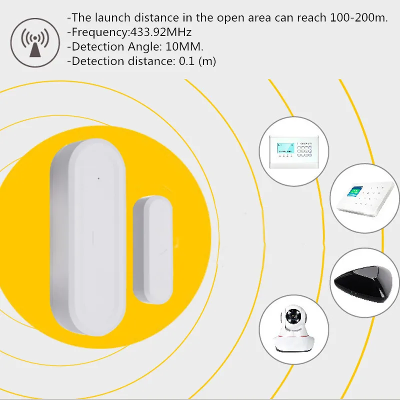 433 МГц двусторонний магнитный датчик беспроводной дверной и оконной Сигнализации для домашней безопасности Wi-Fi дверной открытый переключатель детектор в режиме ожидания 2 года