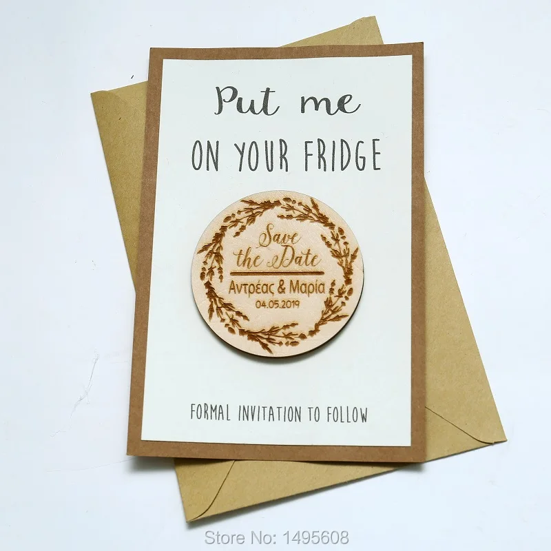  Leaves Save the Date Magnet Custom Engraved Wooden Save the DateRustic Wedding Favorsinvitations We - 32962125295
