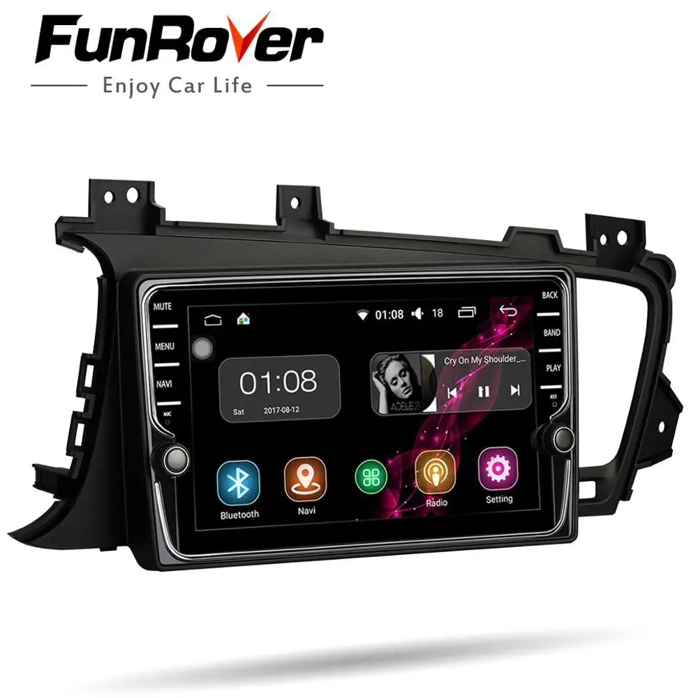 Discount Funrover Car Radio Multimedia DVD Android 8.0 IPS Navigation headunit For Kia K5 Optima 2011-15 Navi Audio Stereos RDS GPS WIFI 2