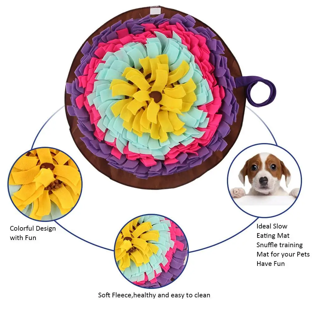 Large Flowers Dog Snuffle Feeding Mat Washable Training Piecing Blanket Pet Playing Toy Encourages Natural Foraging Skills Mat