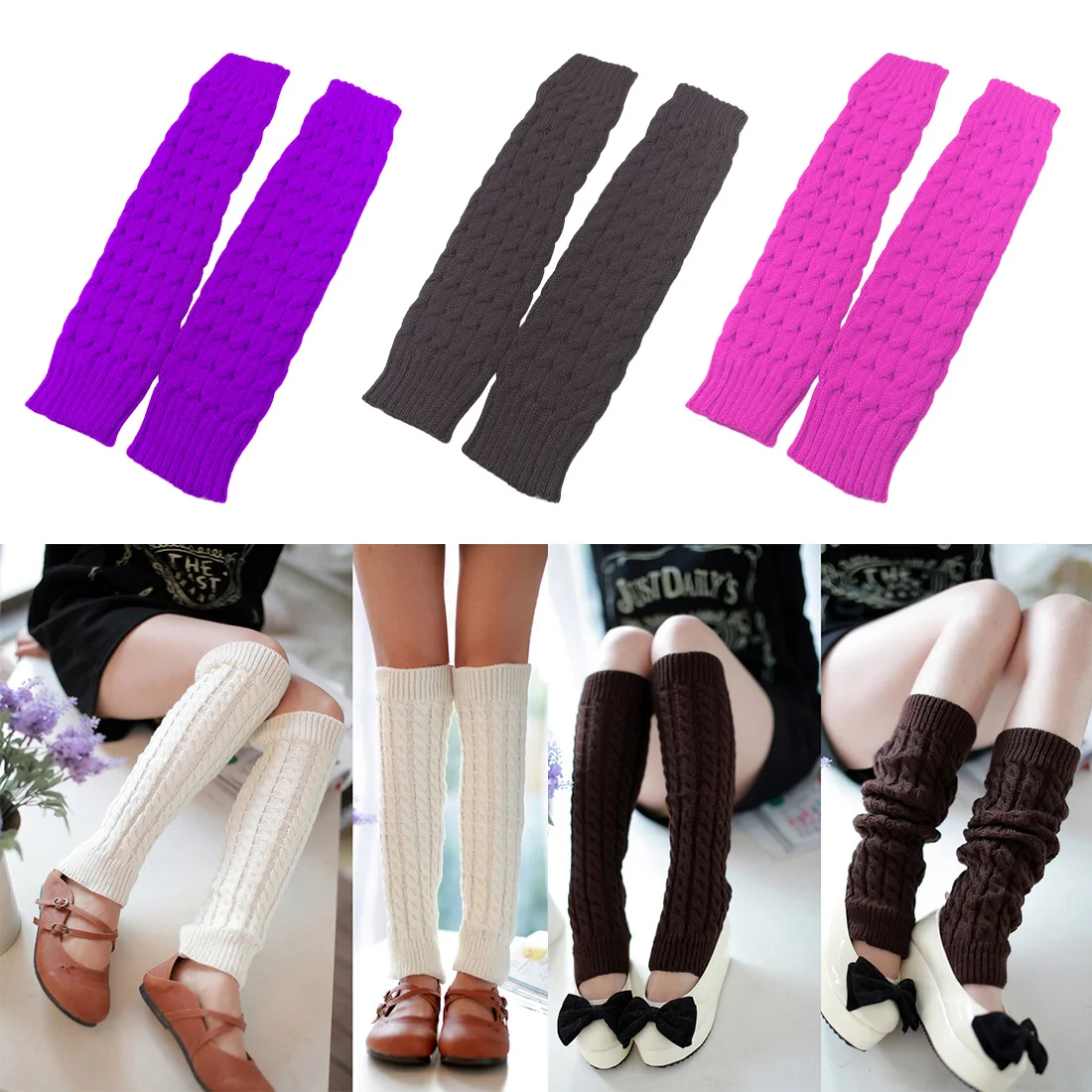 

Feitong High Quality Women Winter Warm Leg Warmers Knitted Crochet Long Socks High Knee Socks2019 Hot Sale Fashion Gift