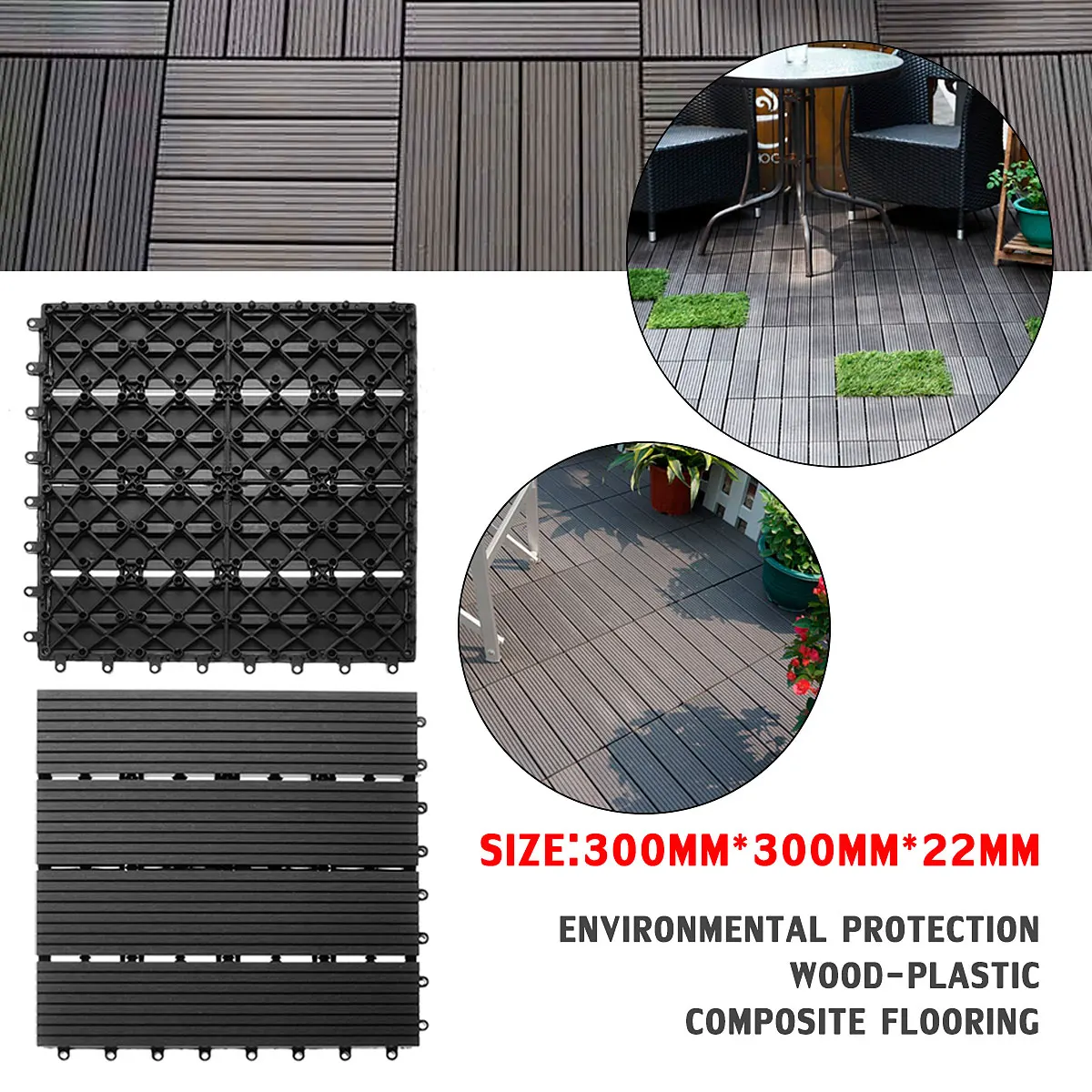

Spliced wooden floor wood plastic composite floor anti-corrosion ecological outdoor swimming pool non-slip Mat Drain Hollow