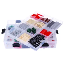 Однослойный строительный блок Коробка органайзер игрушки коробка для хранения Контейнер с 59 сетками Игрушки для мальчиков и девочек Подарки кирпичи рисунок-прозрачный