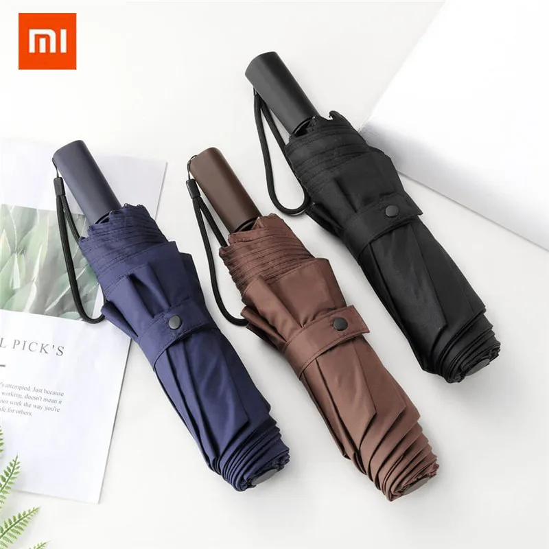 

Xiaomi Lsd Three Folding Sun Rain Umbrella Women Men Large Strong Frame Windproof Anti-uv 8ribs Gentle Mijia Umbrellas 3 Colors