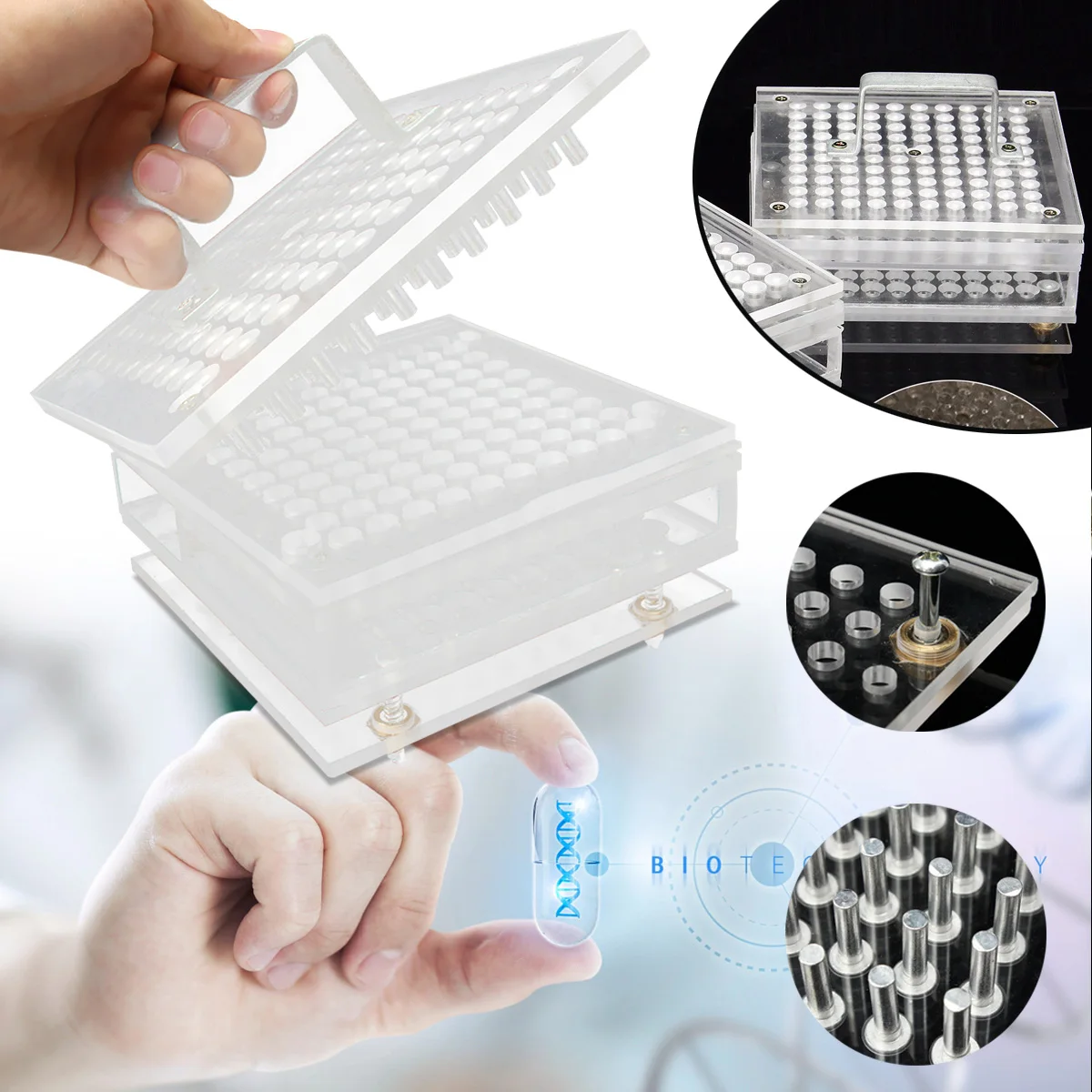 

6 Pcs 00# 0# 100Holes Manual Capsule Filler Capsule Filling Machine Tool