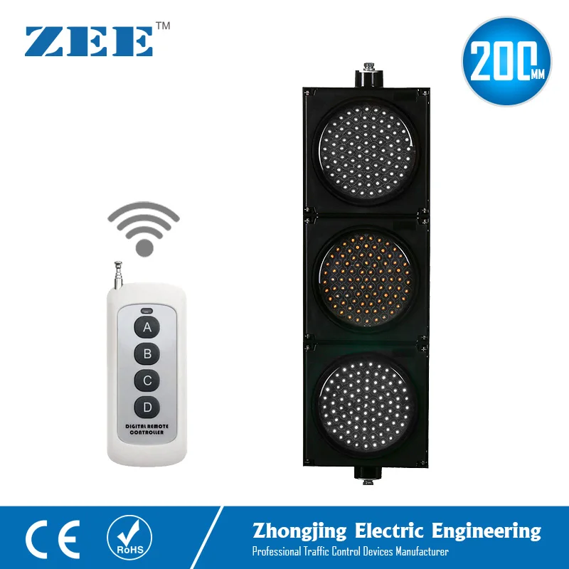 220V 110V 12V 24V Wireless Control LED Traffic Light 8inches 200mm LED Traffic Signal Light Red Green Amber Traffic Signals