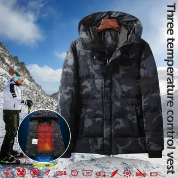 

Camouflage Military Mens Winter Heated USB Hooded Work Jacket Coats Adjustable Temperature Control Safety Clothing Plus Size 6XL
