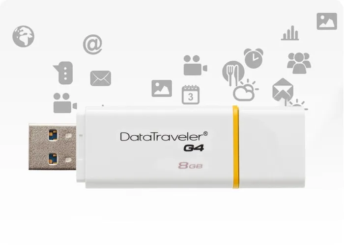 Kingston Technology DataTraveler G4 8 GB Memoria USB (USB 3,0 DE 8 GB USB tipo-A tipo Llave) Color Blanco y Amarillo
