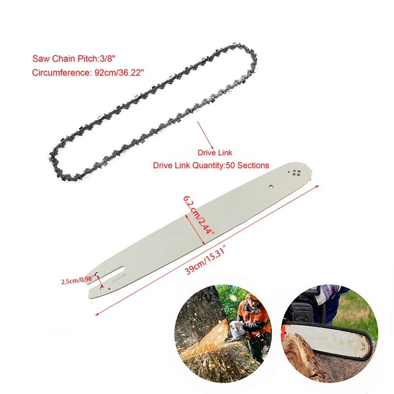 

14 Chainsaw Guide Bar + 3/8 LP 50DL Saw Chain Set For STIHL MS190 MS191T MS200