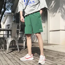 Мужская верхняя одежда шорты лето свободный сплошной цвет порт ветер шорты прямой ветер пляжные брюки Молодежная повседневная мужская одежда