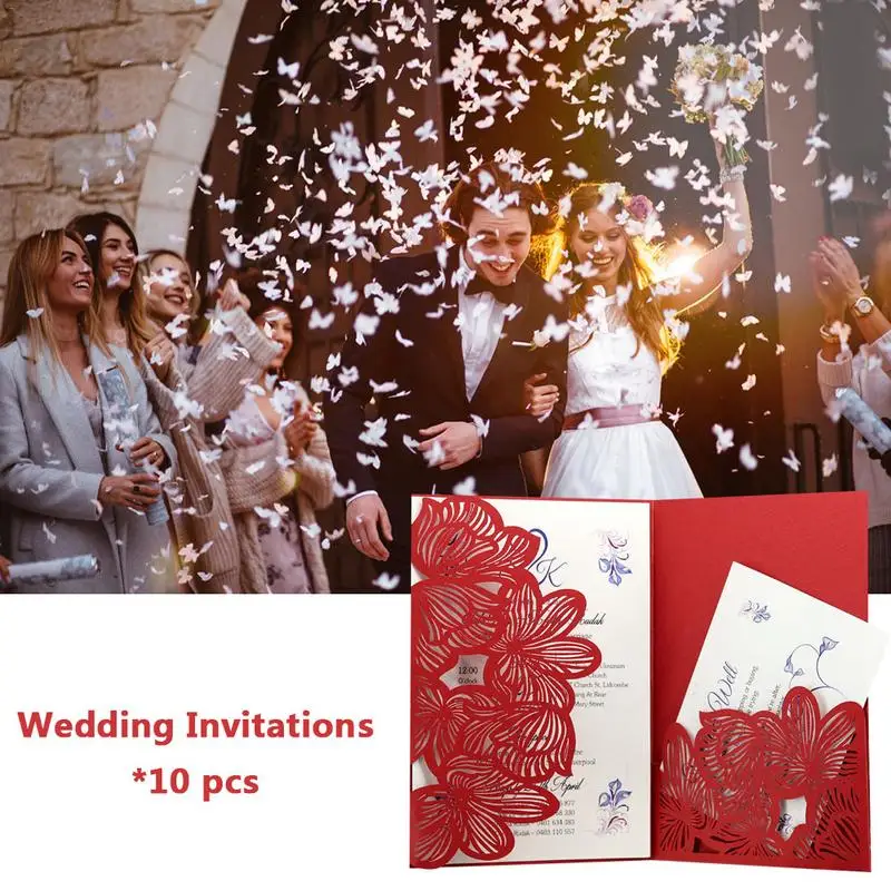  10pcs Laser Hollow Greeting Card Bag Mouth Invitation High-end Business Meeting Invitation Wedding  - 32995965326