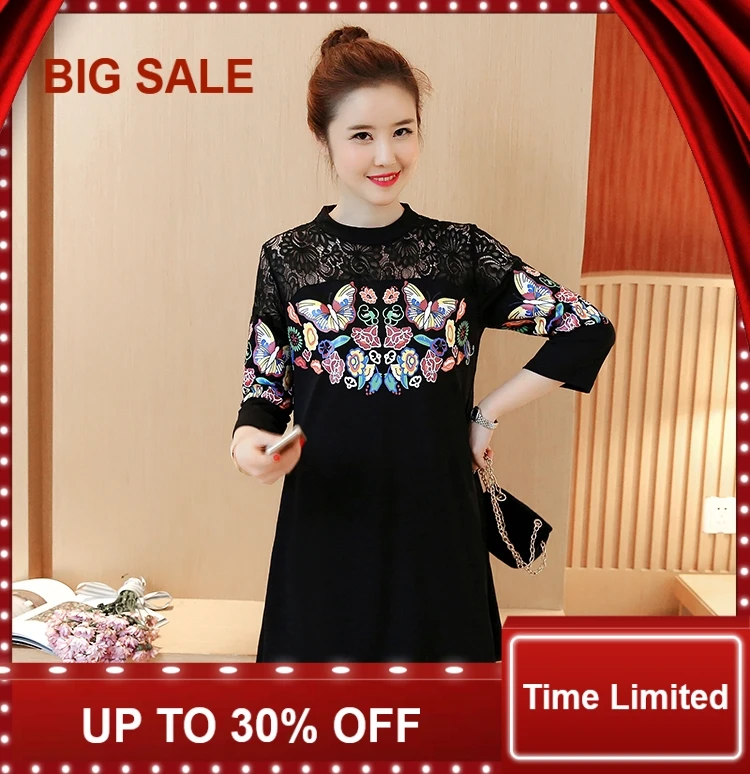 

Maternity dress summer fashion models long-sleeved shirt in the long section of pregnant women spring dress