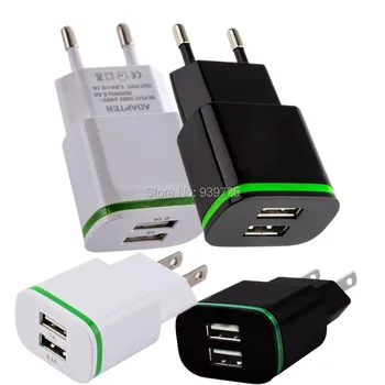 

wall charger Led light Dual usb ports 2.1A+1A EU US Ac home travel adapter for iphone 6 7 8 Samsung htc android phone pc
