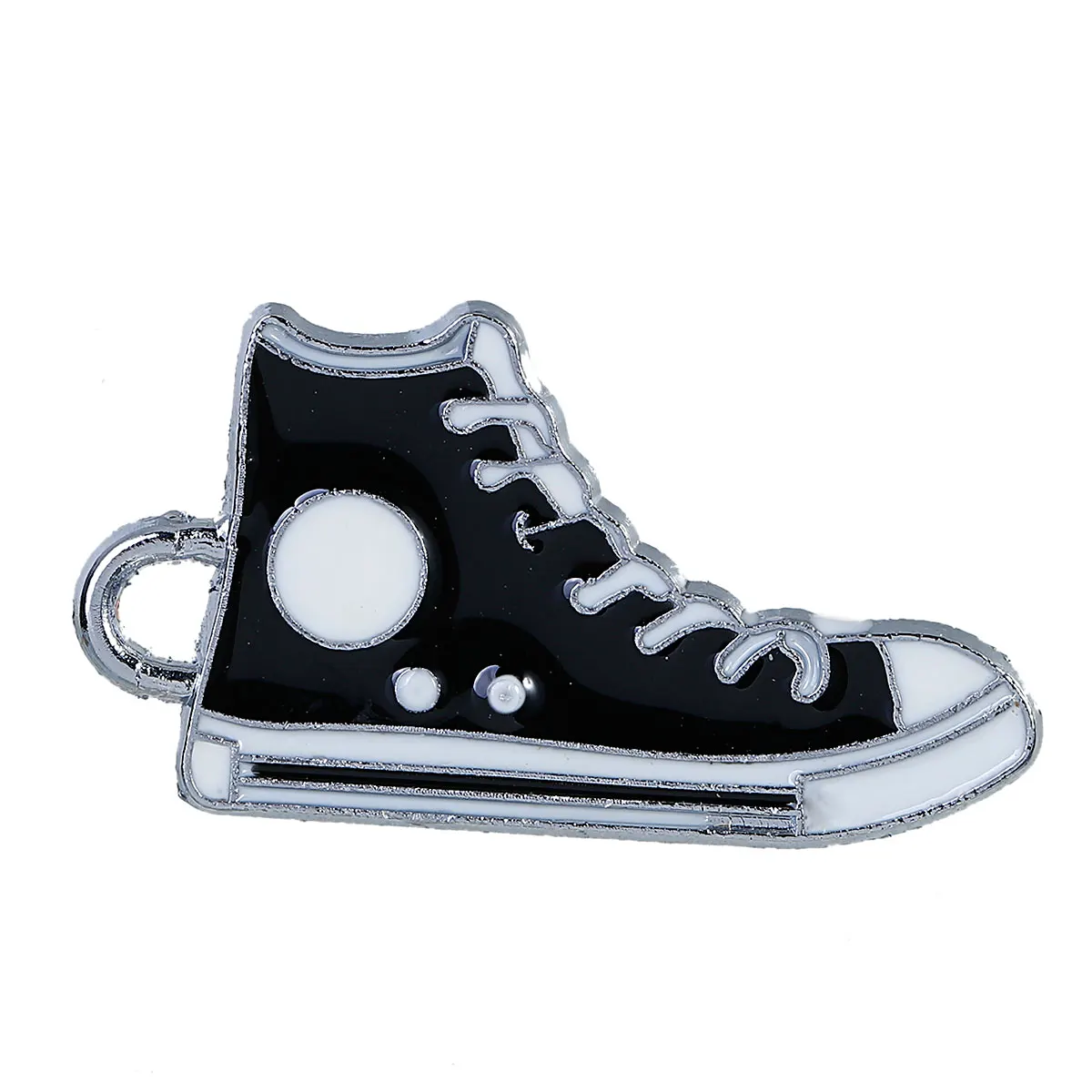 

Lovely 10 Silver Tone Enamel Black Canvas Shoes Charm Pendants 31x17mm(1 2/8"x5/8") (B22022)